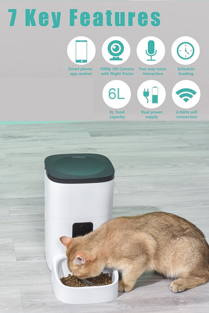 Distributore automatico di cibo per animali domestici da 6 litri - yourpetstores.com